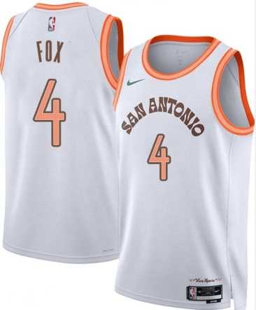Men's San Antonio Spurs #4 DeAaron Fox White 2023-24 City Edition Stitched Jersey Dzhi,We sell and wholesale Men's San Antonio Spurs #4 DeAaron Fox White 2023-24 City Edition Stitched Jersey Dzhi on line form chian!